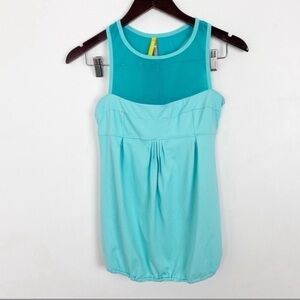 Lole Racerback Teal Athletic Mesh Workout Tank Top Built In Sports Bra Size XS